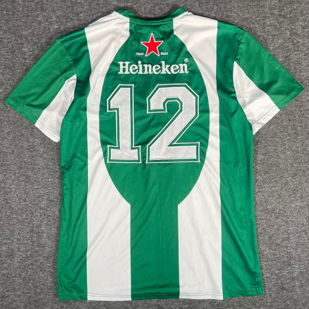 Vintage Heineken UEFA Champions League Soccer Jersey Mens XL Green White Striped